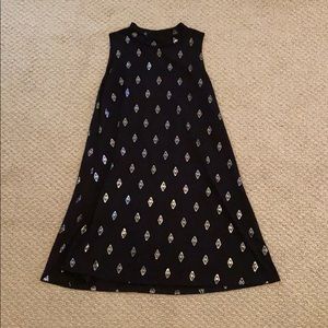 High neck black and silver diamond dress.